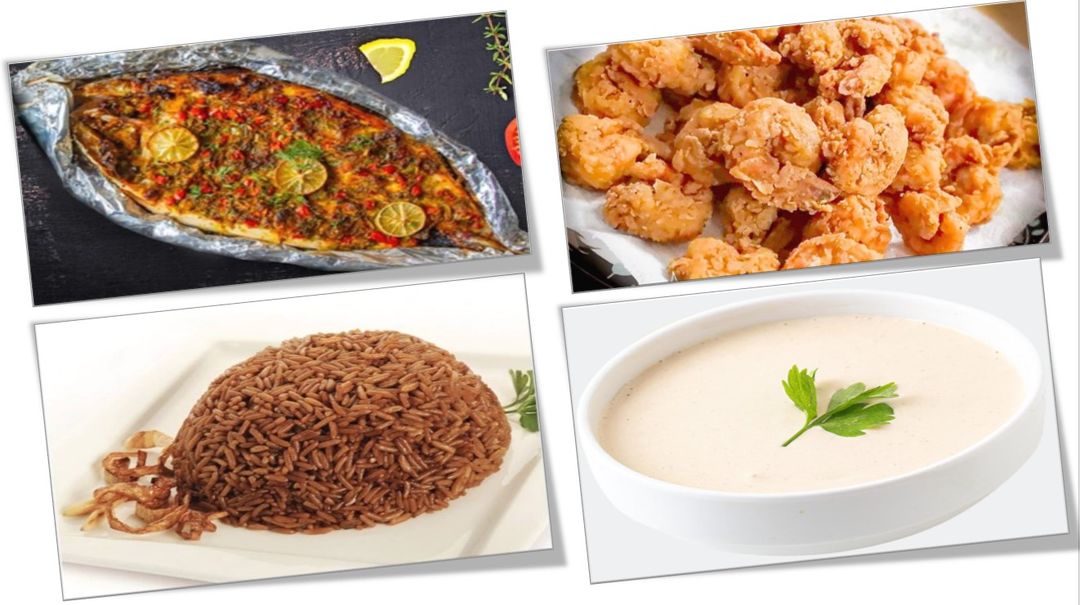 Singary , 6pcs of Prawns (Grilled or Fried) , Sayadiyah Rice, Tahini 