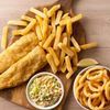 Hake, Chips, Coleslaw & Onion Rings Meal