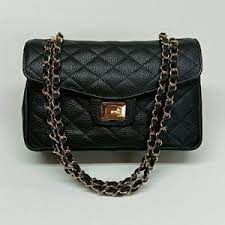 Quilted flap double chain sling bag