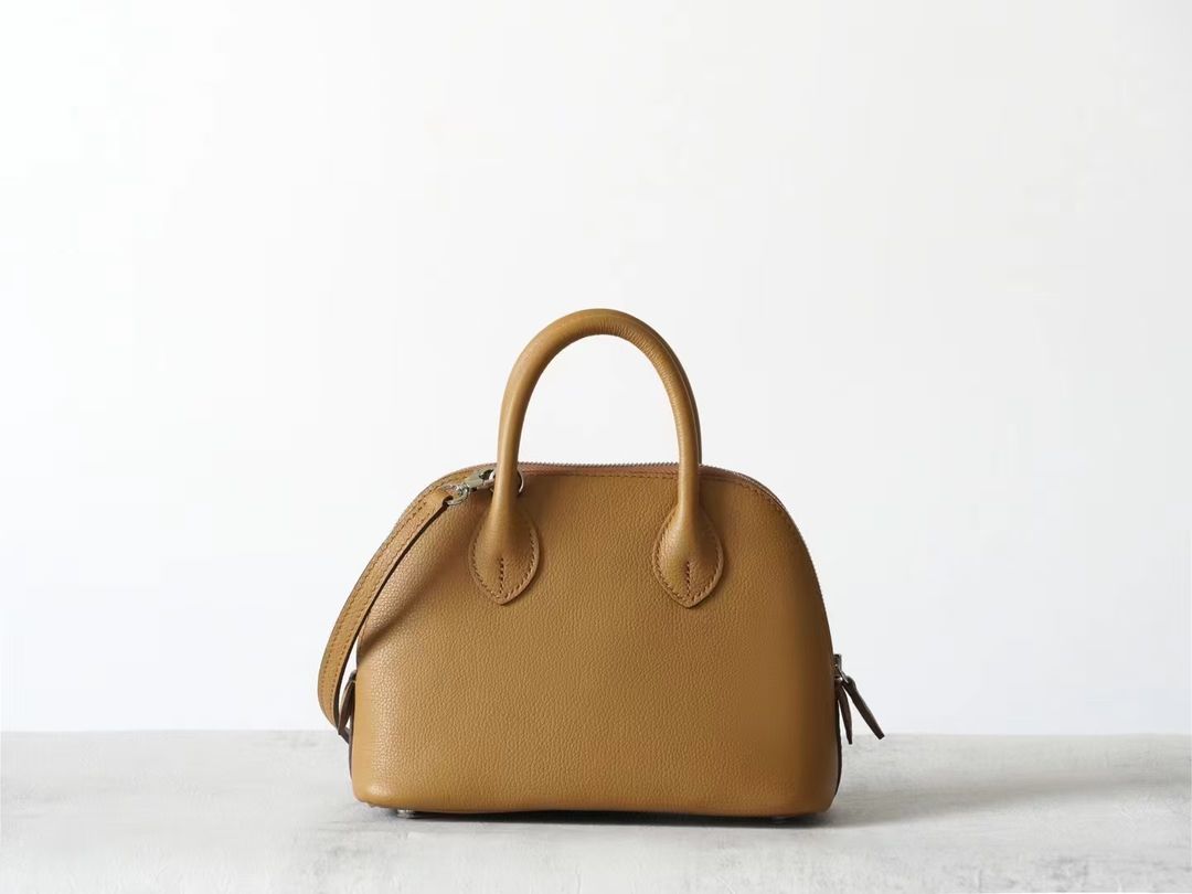 Partisan Hand-Crafted Mini EV Leather Bowler Bag (Biscuit Brown)