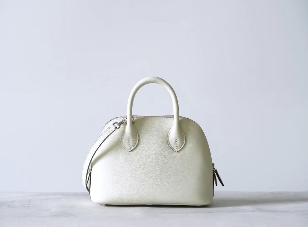 [PREORDER] Partisan Hand-Crafted Mini EV Leather Bowler Bag (Mushroom White)