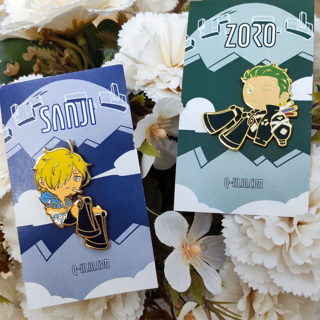 One Piece Fanart Enamel Pin - Zoro & Sanji Egghead