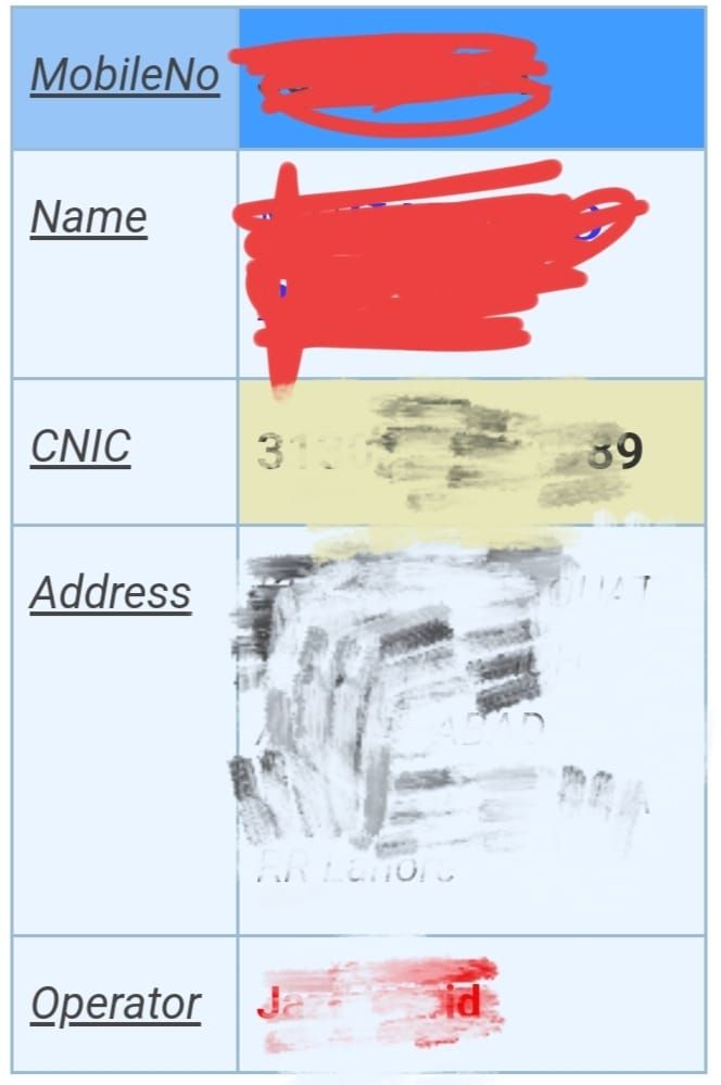 sim data from number ( not for zong) 