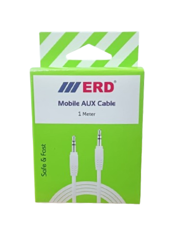 ERD AX-85 3.5 mm Male to Male 1 Meter Aux Audio, White