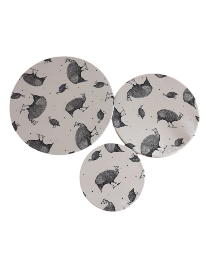 Guinea Fowl dish covers - Set of 3