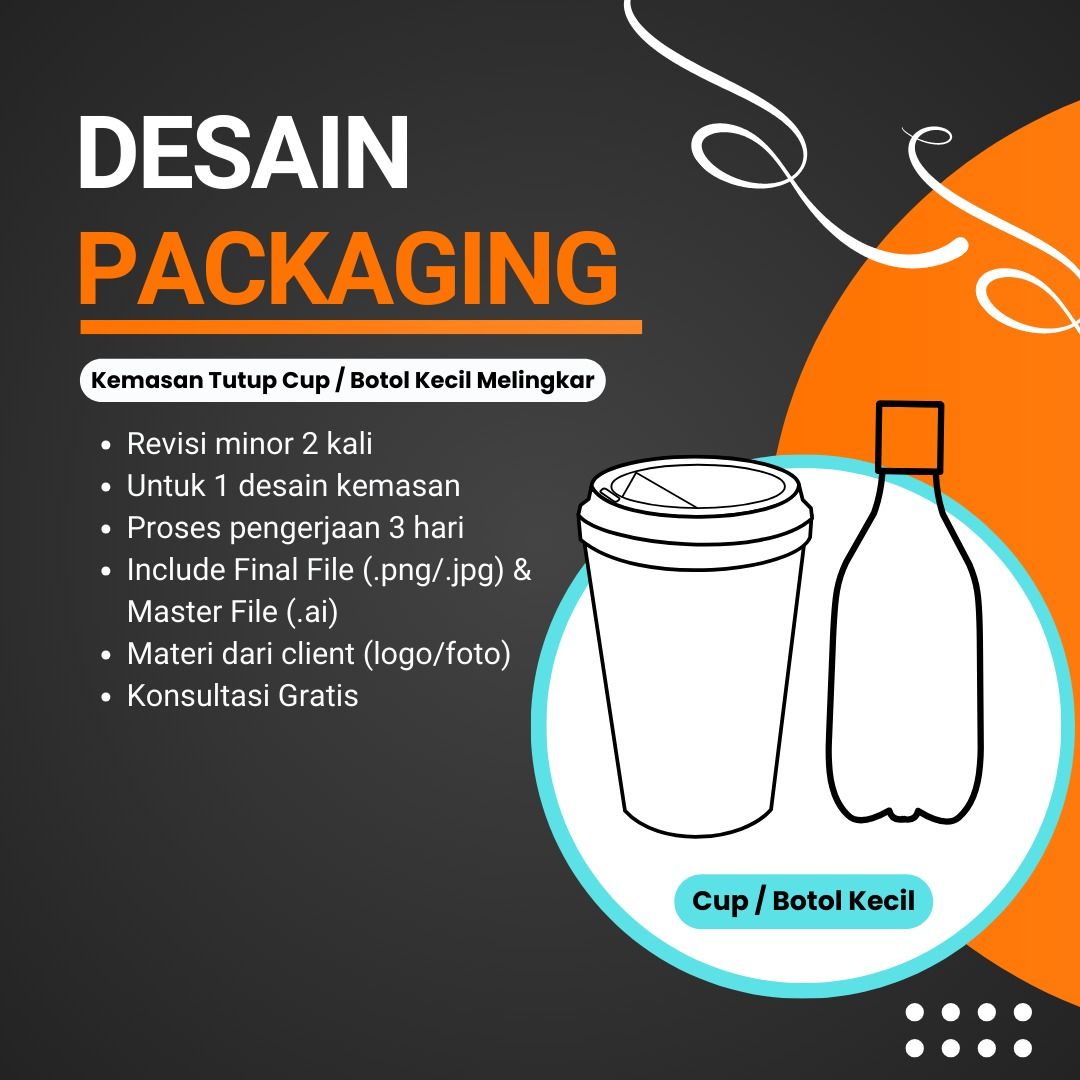 Desain Packaging | Kemasan cup/botol kecil melingkar 