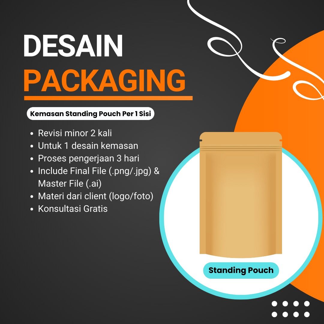 Desain Packaging | Kemasan standing pouch per 1 sisi 