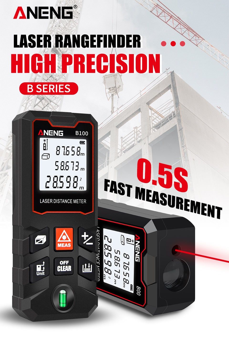 Aneng B100 Digital Laser Distance Meter and Laser Range Finder