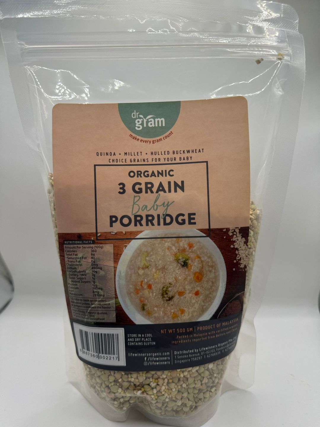 Dr Gram Organic 3 Grain Baby Porridge 