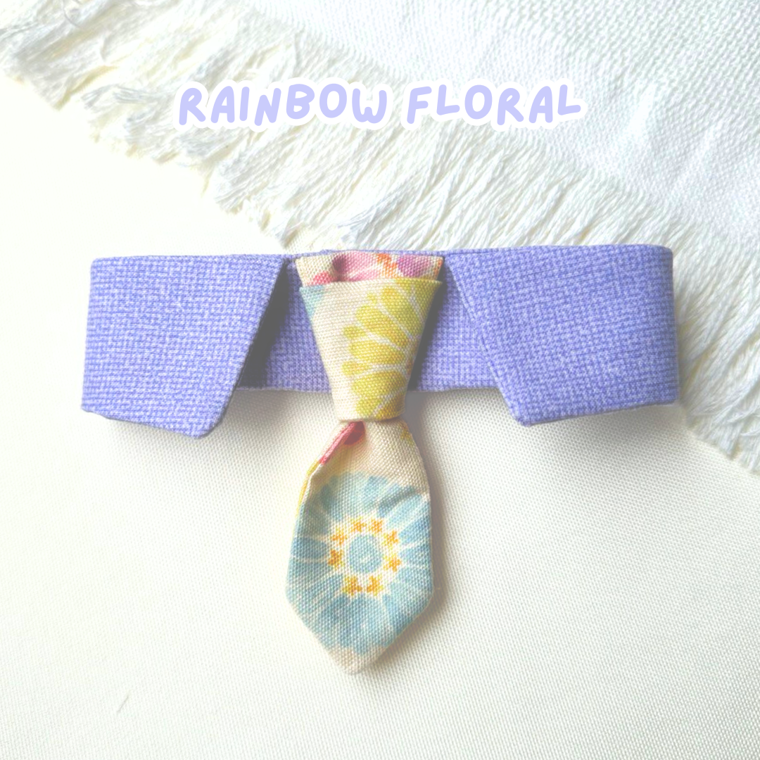 Rainbow Floral Necktie Collar (Premium)