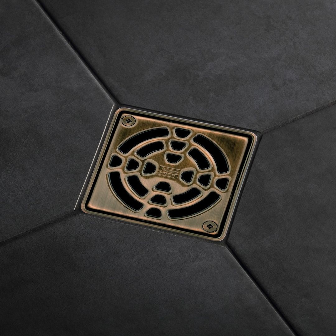 Kerdi Drain Stainless steel, bronze oil-rubbed finish, with screws Design 1 (10cm x 10cm)