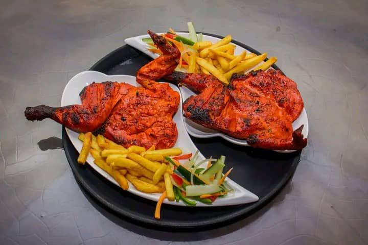 Full BBQ Chicken with chips and coleslaw salad