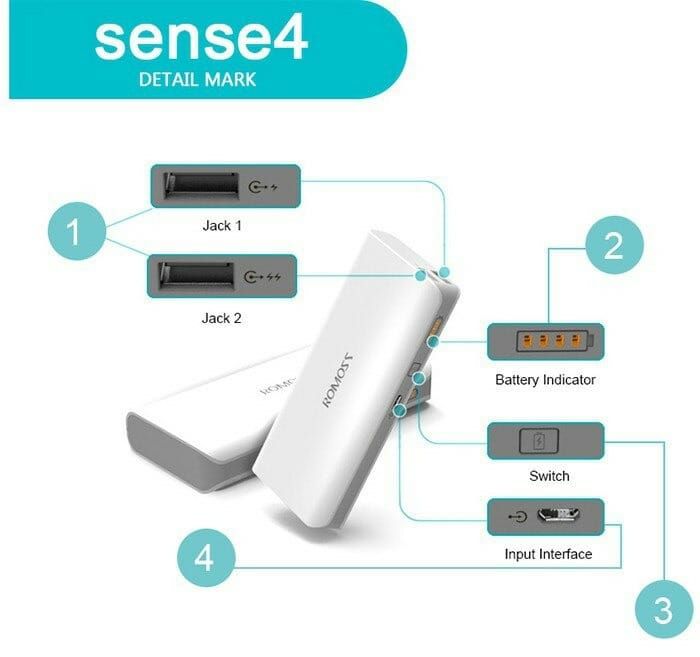 ROMOSS Sense 4 10400mAh External Battery Pack Power Bank For Mobile Phones