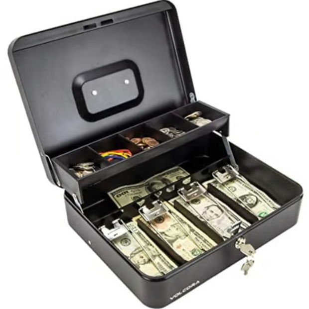 SAFE BOX COIN MONEY TRAY WITH SAFE KEY LOCK