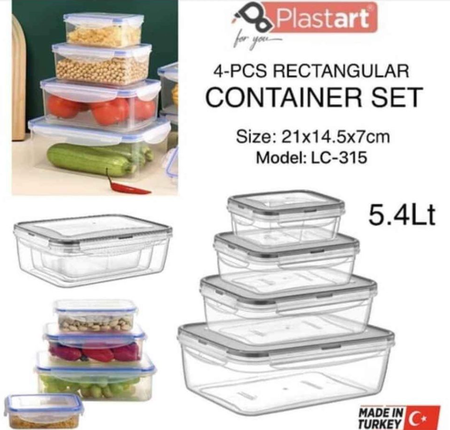 Plastart" 4-Pcs Rectangular Storage Food Container Set LC-315