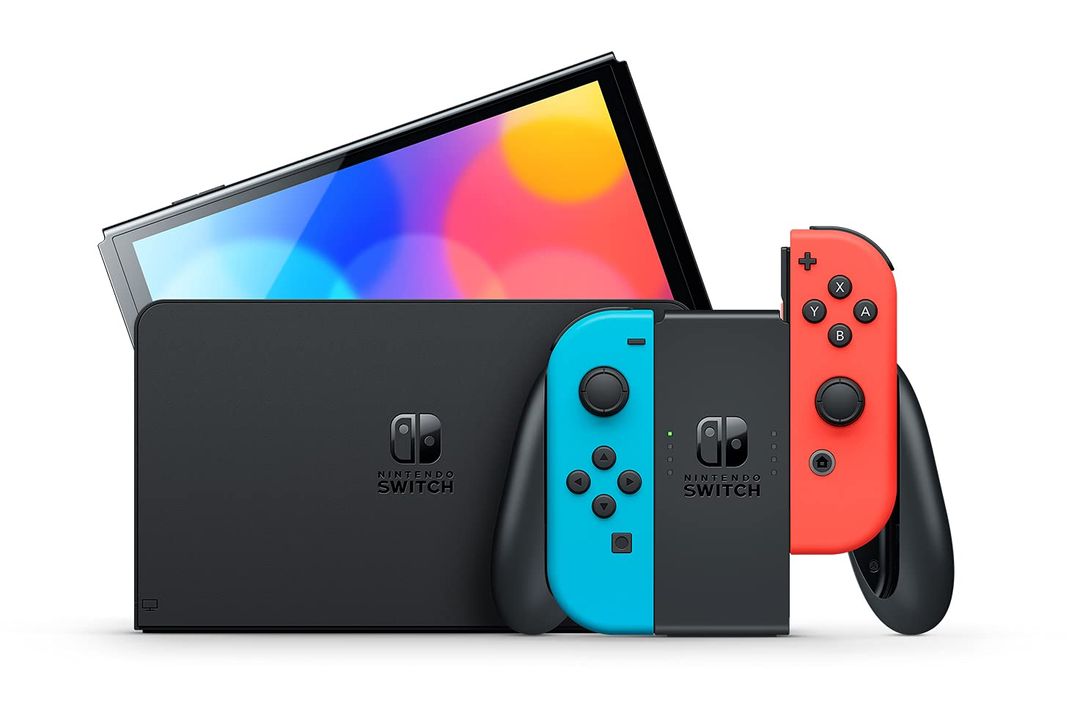 Nintendo Switch (OLED Model) W/Neon Blue & Neon Red Joy-Con