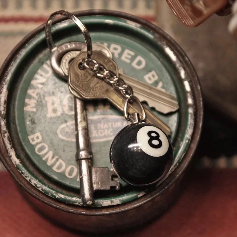 Porte-Clés Boule de Billard Noire 8