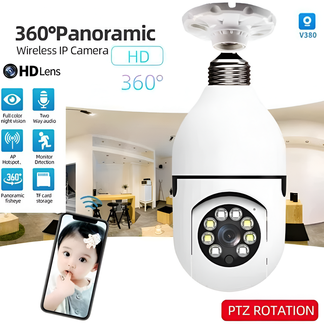 V380 PRO E27 360 Degree LED Light 1080P Wireless Panoramic Home Security WiFi Camera