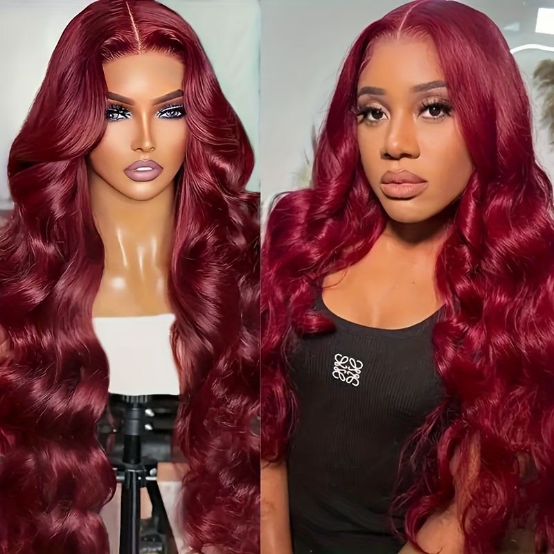 Wig straight , body waves , deep waves  Frontale Lace  red 99J 13x4 