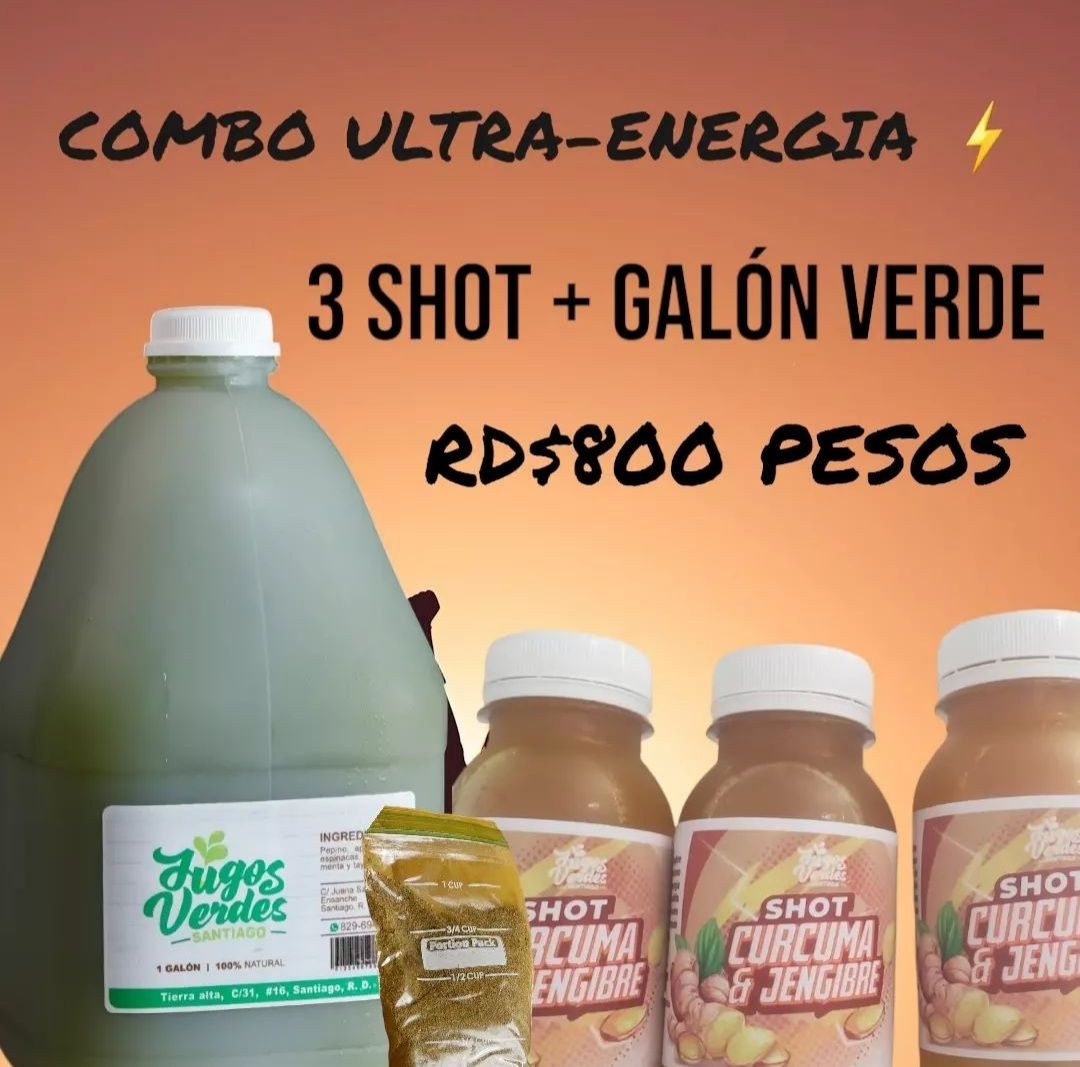 COMBO GALÓN VERDE + 3 SHOT DE JENGIBRE 