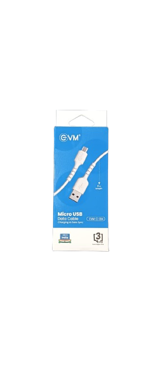 EVM-C-014 MICRO USB DATA & SYNC CABLE (1 METER, 3 AMP) Assorted Color