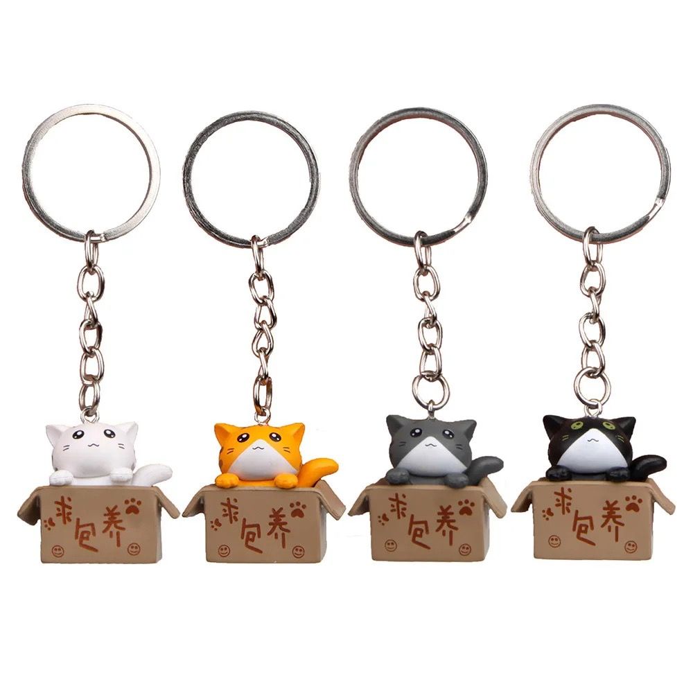 Cat in box Keychain