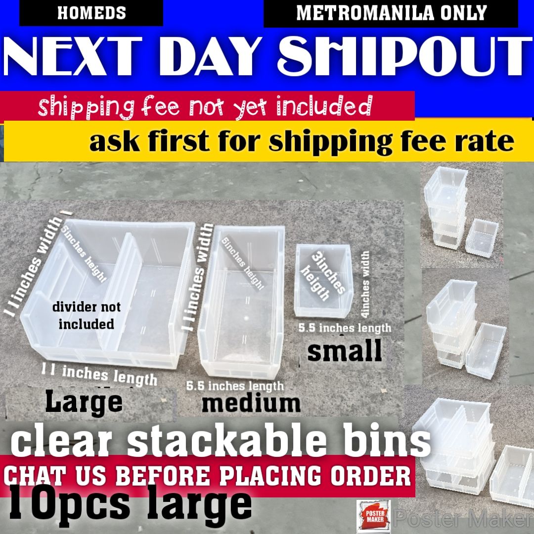 Stackable bin organizer clear