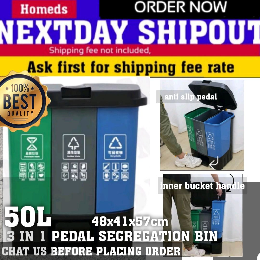 50liters 3in1 segaragtion trashcan