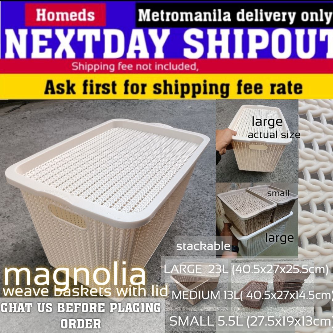 Magnolia rattan weave basket white