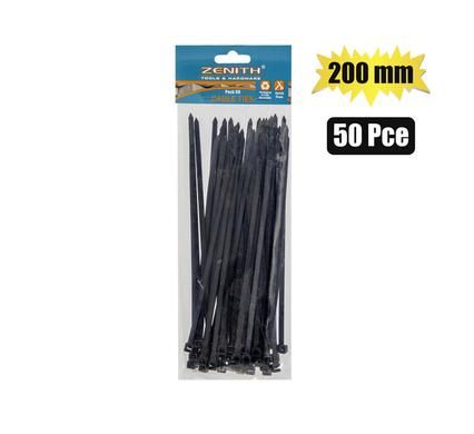  CABLE-TIES 4.8x200mm BLACK 50's ZENITH