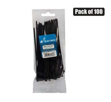 CABLE-TIES 4.8x200mm BLACK 100's BULK