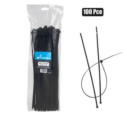CABLE-TIES 4.8x300mm BLACK 100'S BULK
