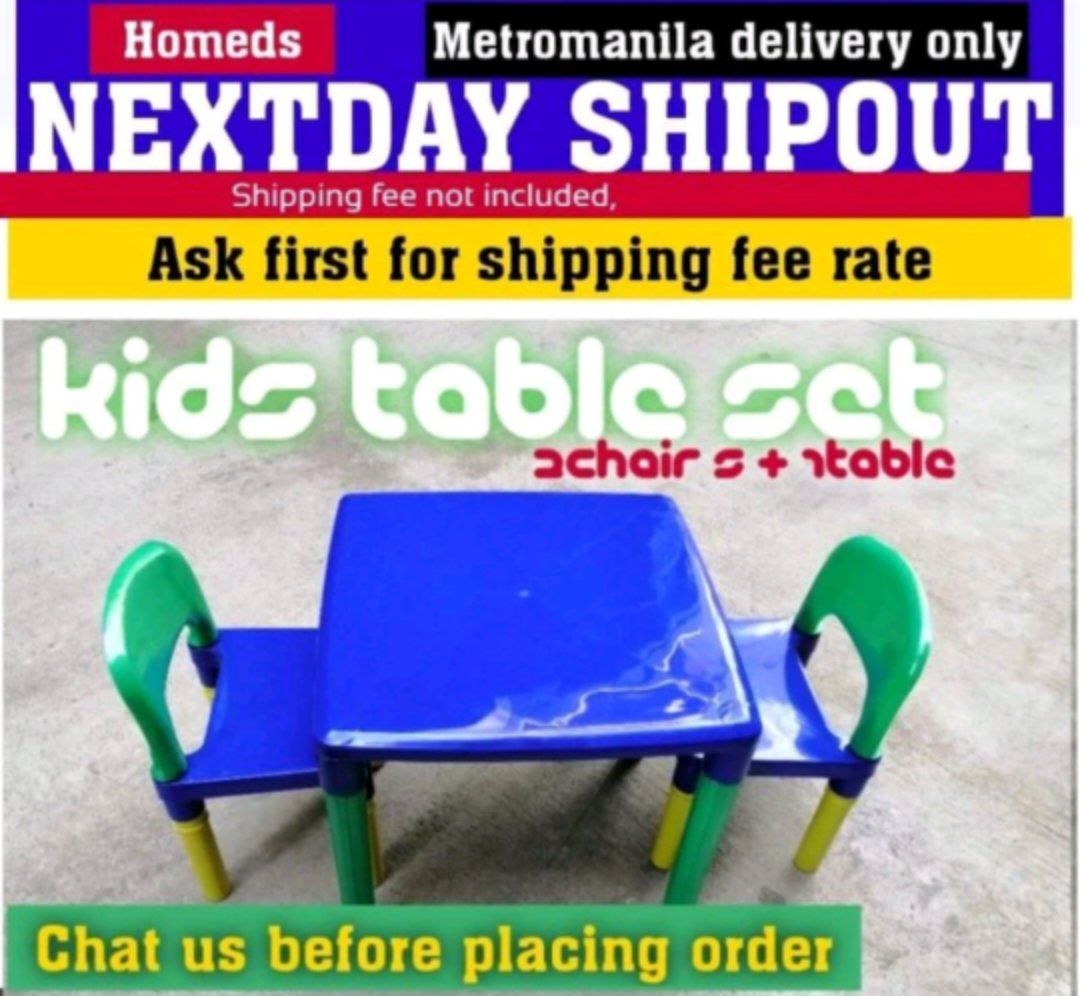 Kids 2 chair 1 table set multi color