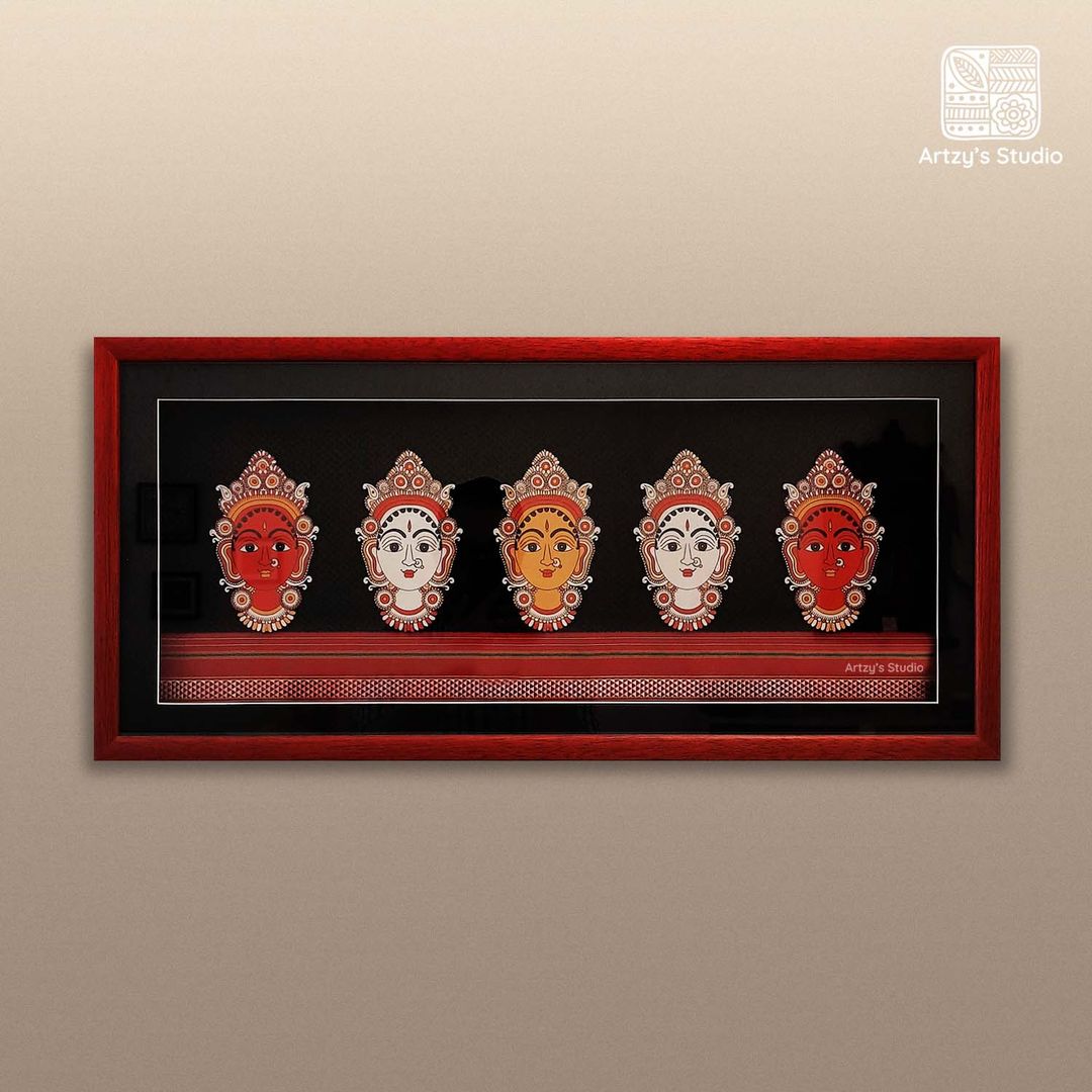 5 Durga Devi Faces with Frame