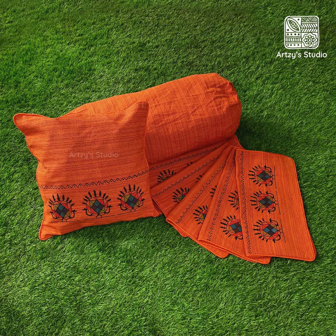 Orange Cushion Covers (set of 6) and Bolster Covers (set of 2)