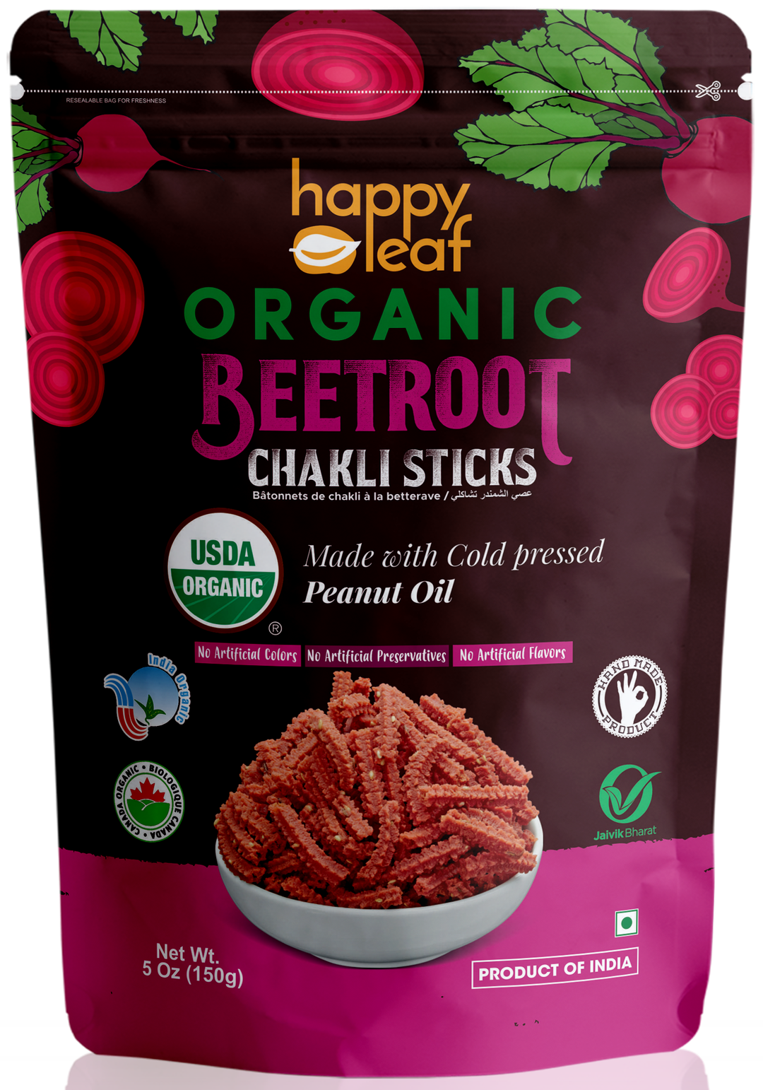 HAPPY LEAF Beetroot Chakli Sticks 150g