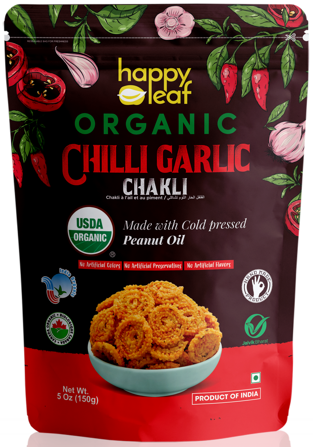 HAPPY LEAF Chilli garlic Chakli 150g