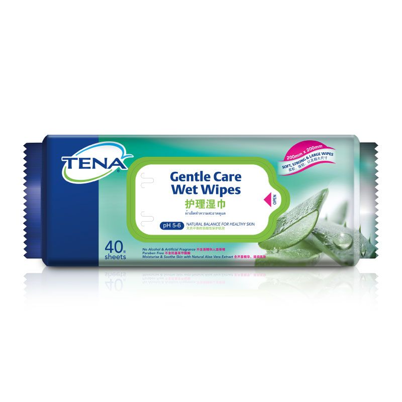 TENA GENTLE CARE WET WIPES 1X40'S