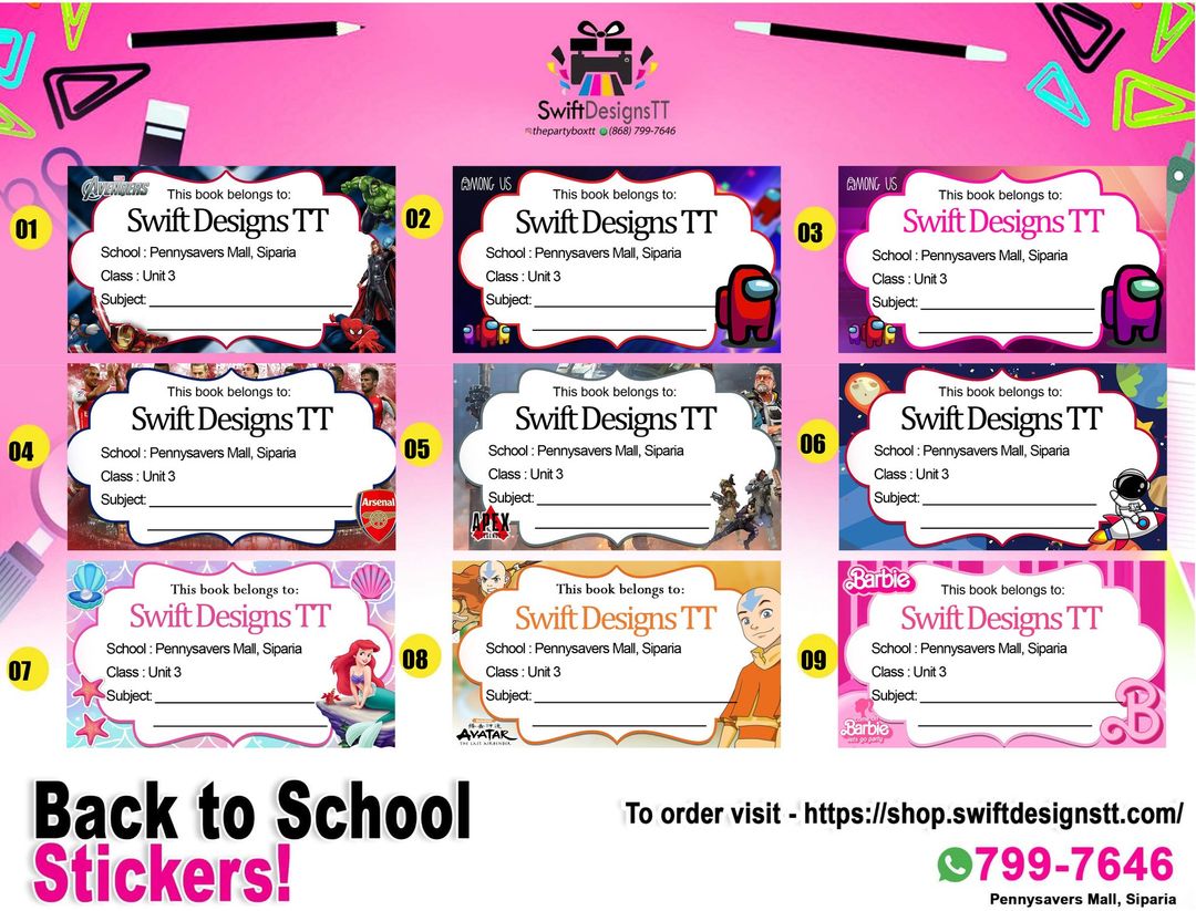 12PCS- School Book Labels 