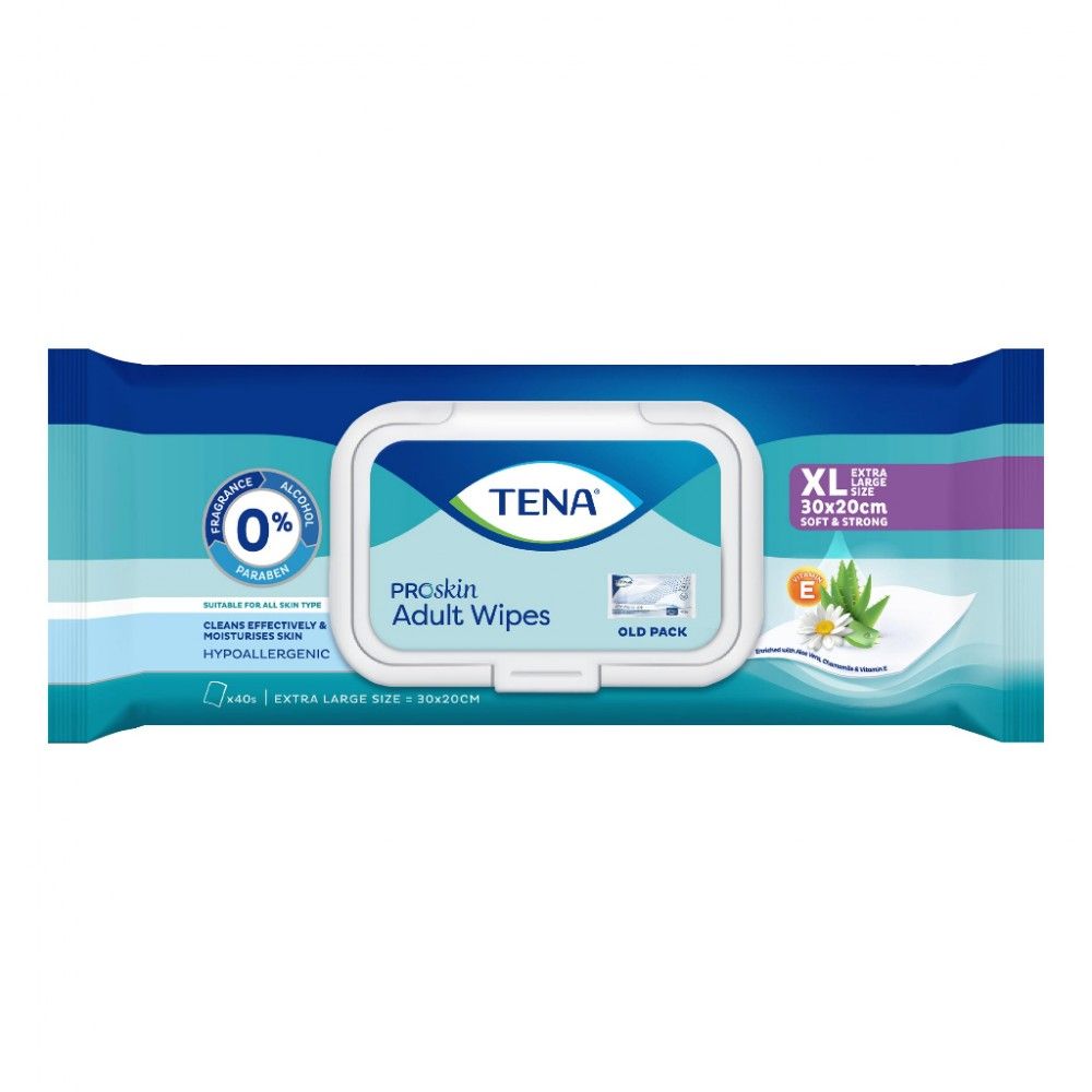 TENA WET WIPES 1X40'S