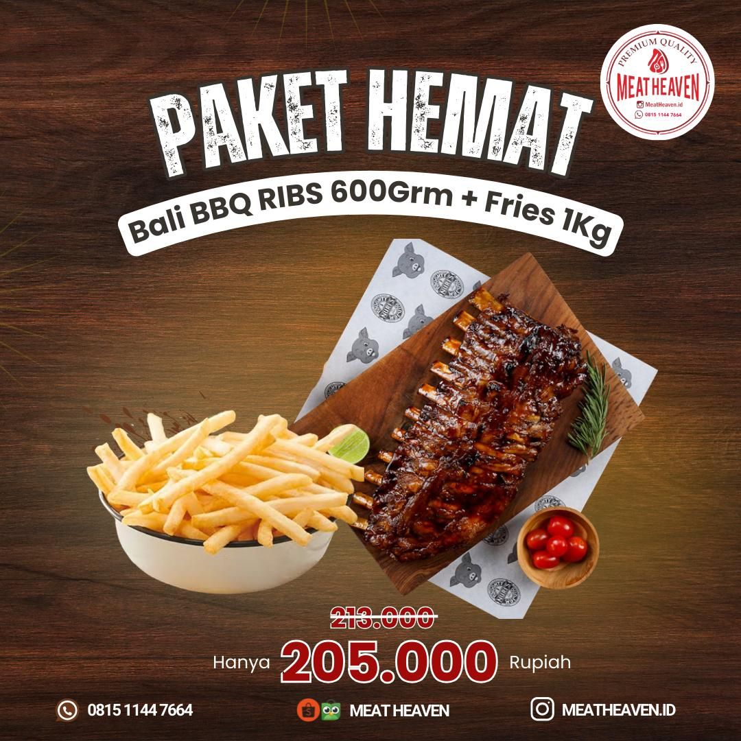 Paket Hemat Bali BBQ Ribs 1 pcs + Fries 1 kg