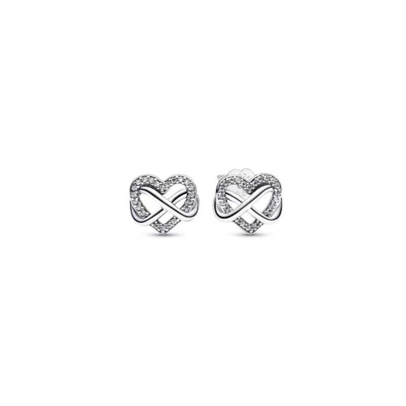 Infinity heart silver stud earrings