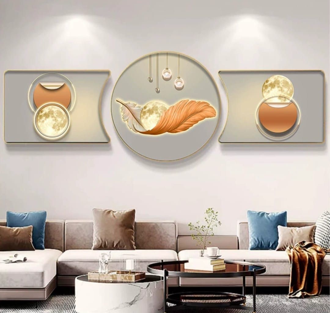 3pcs Crystal porcelain decorative painting