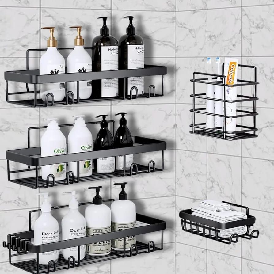 5pcs set rectangular Shower caddy shelf/Bathroom organizer