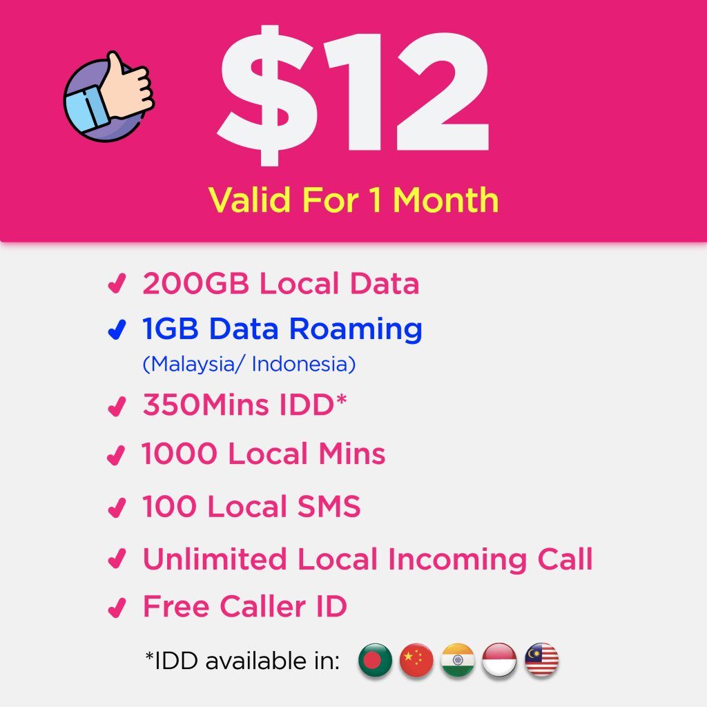 GEENET $12 200GB Data + 350 Mins IDD + 1-Month Renewal Plan