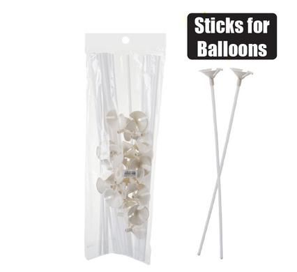 BALLOON STICK & CUP 12 PIECES WHITE