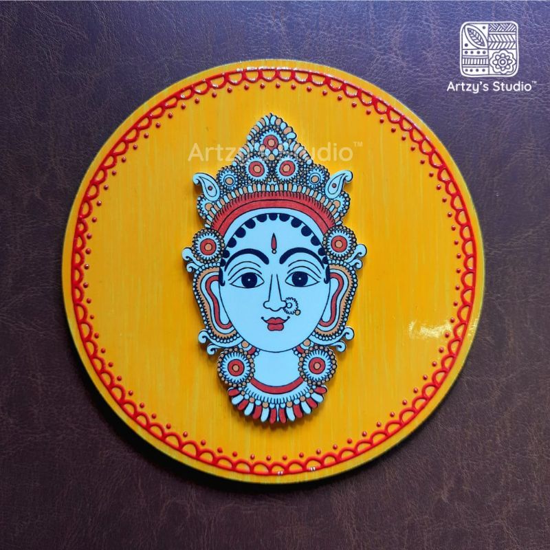 Decorated Small Round with Small Face Devi and Mango BG