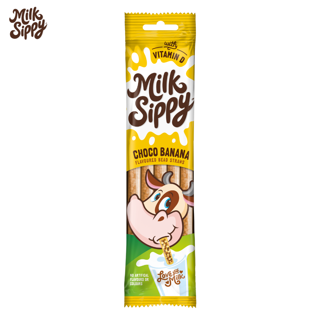 Milk Sippy Flavoured Bead Straws - Chocolate Banana 30g