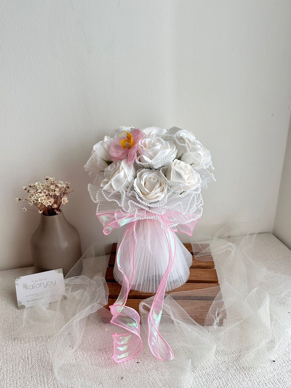 9 Stalk Soap Rose Bride Bouquet