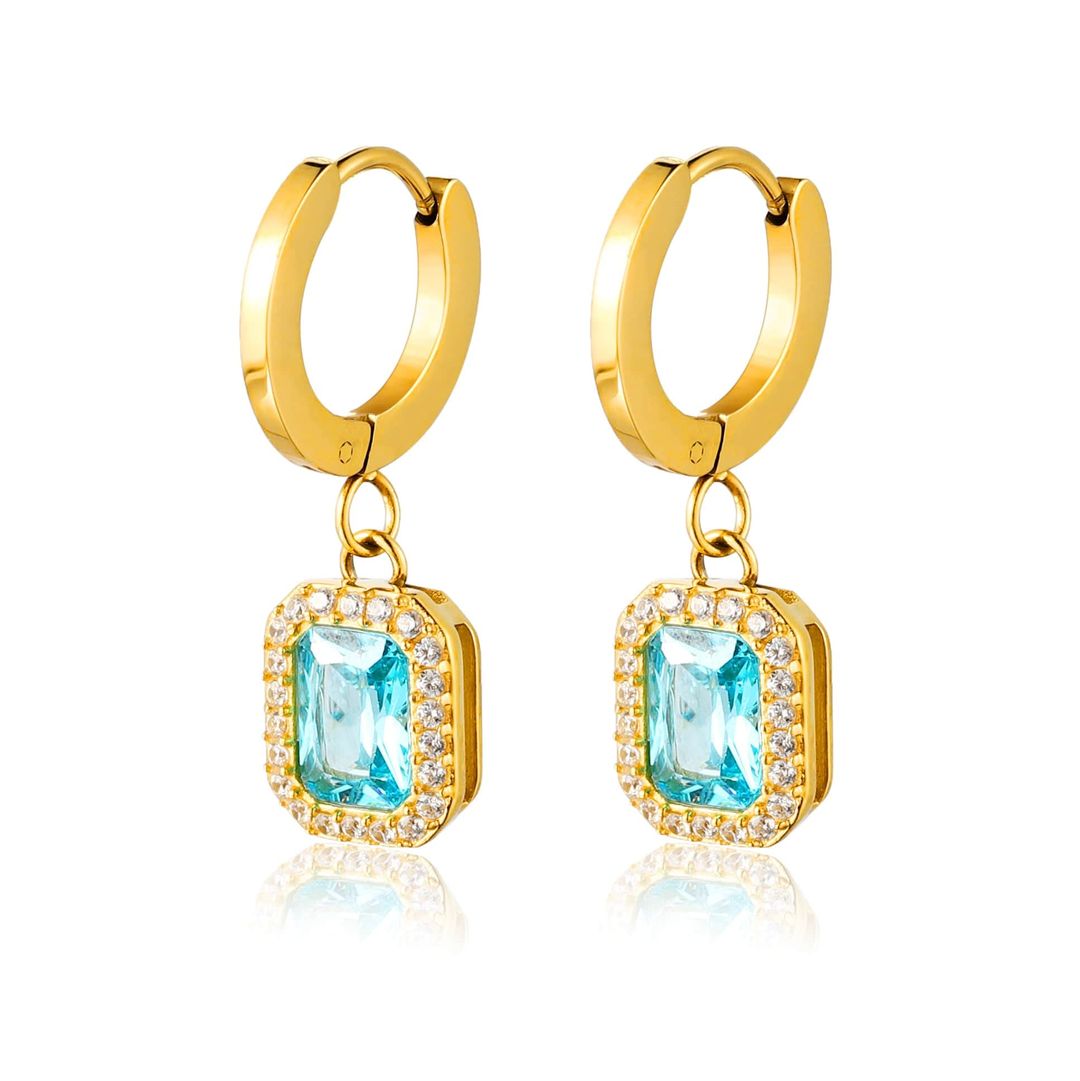 Aqua Gem Drop Earrings